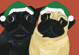(HA38) Holiday Fawn and Black Pugs