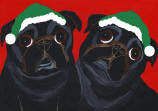(HA66) - 2 Holiday Black Pugs