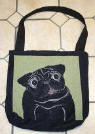 Pug Tote Bag - Black Pug Side