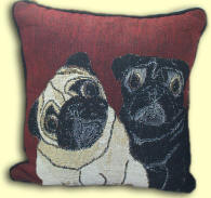 Fawn & Black Pugs Pillow