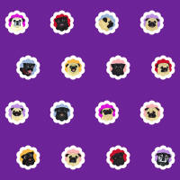Groovy Pugs Fabric - Plumy Purple 