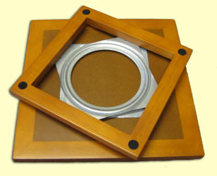 The top turns on a sturdy wooden base.