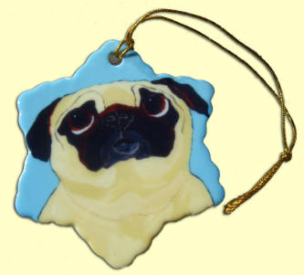 Porcelain Snowflake Ornament - Pug Design A60